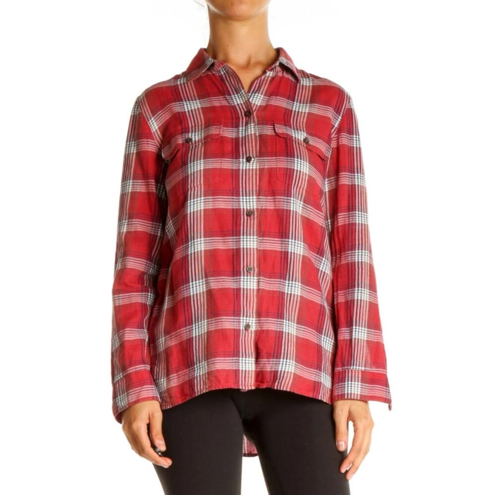 New Madewell Red Checkered Casual Button Down Shirt Size XS "Fallcore"